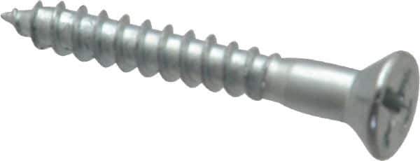 Value Collection - #8, 1-1/4" OAL, Phillips Drive, Flat Head Wood Screw - Zinc Plated Steel, Grade 2 - Eagle Tool & Supply
