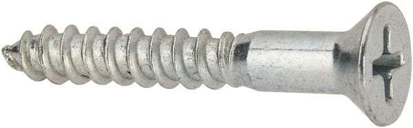 Value Collection - #9, 1-1/4" OAL, Phillips Drive, Flat Head Wood Screw - ASME B18.6.1, Zinc Plated Steel, Grade 2 - Eagle Tool & Supply