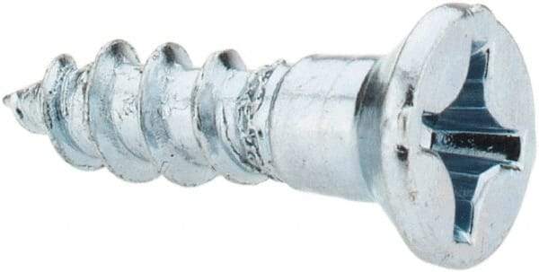 Value Collection - #10, 3/4" OAL, Phillips Drive, Flat Head Wood Screw - ASME B18.6.1, Zinc Plated Steel, Grade 2 - Eagle Tool & Supply