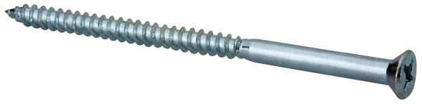 Value Collection - #10, 3-1/2" OAL, Phillips Drive, Flat Head Wood Screw - ASME B18.6.1, Zinc Plated Steel, Grade 2 - Eagle Tool & Supply