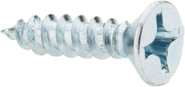 Value Collection - #12, 1" OAL, Phillips Drive, Flat Head Wood Screw - ASME B18.6.1, Zinc Plated Steel, Grade 2 - Eagle Tool & Supply