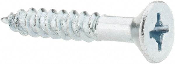 Value Collection - #14, 1-1/2" OAL, Phillips Drive, Flat Head Wood Screw - ASME B18.6.1, Zinc Plated Steel, Grade 2 - Eagle Tool & Supply
