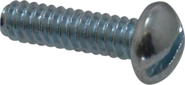 Value Collection - #6-32 UNC, 1/2" Length Under Head Slotted Drive Machine Screw - Round Head, Grade J82 Steel, Zinc-Plated Finish, Without Washer - Eagle Tool & Supply