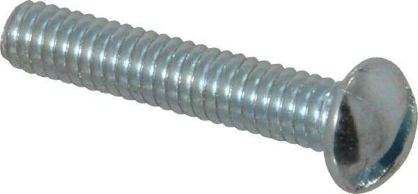 Value Collection - #8-32 UNC, 7/8" Length Under Head Slotted Drive Machine Screw - Round Head, Alloy Steel, Zinc-Plated Finish, Without Washer - Eagle Tool & Supply