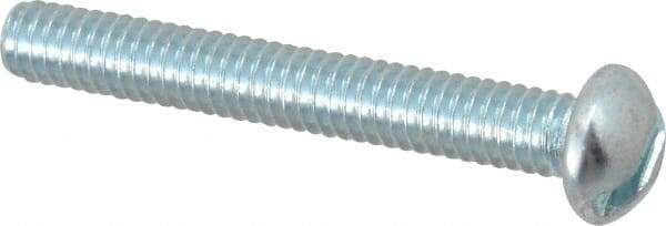 Value Collection - #8-32 UNC, 1-1/4" Length Under Head Slotted Drive Machine Screw - Round Head, Alloy Steel, Zinc-Plated Finish, Without Washer - Eagle Tool & Supply