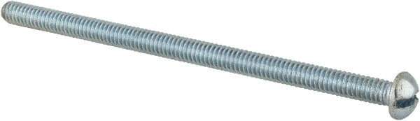 Value Collection - #8-32 UNC, 3" Length Under Head Slotted Drive Machine Screw - Round Head, Alloy Steel, Zinc-Plated Finish, Without Washer - Eagle Tool & Supply