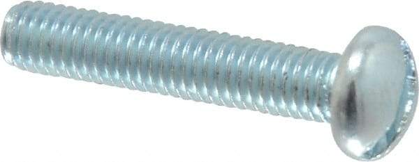 Value Collection - #10-32 UNF, 1" Length Under Head Slotted Drive Machine Screw - Round Head, Alloy Steel, Zinc-Plated Finish, Without Washer - Eagle Tool & Supply