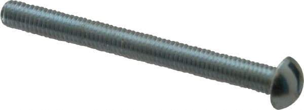 Value Collection - #10-32 UNF, 2" Length Under Head Slotted Drive Machine Screw - Round Head, Alloy Steel, Zinc-Plated Finish, Without Washer - Eagle Tool & Supply