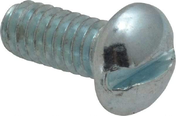 Value Collection - #12-24 UNC, 1/2" Length Under Head Slotted Drive Machine Screw - Round Head, Alloy Steel, Zinc-Plated Finish, Without Washer - Eagle Tool & Supply