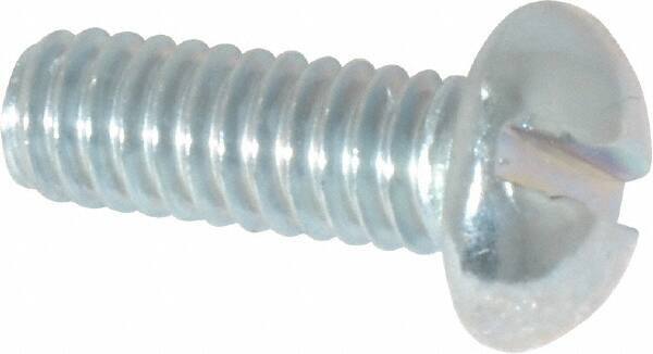 Value Collection - #12-24 UNC, 5/8" Length Under Head Slotted Drive Machine Screw - Round Head, Alloy Steel, Zinc-Plated Finish, Without Washer - Eagle Tool & Supply