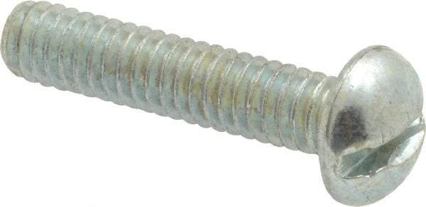 Value Collection - #12-24 UNC, 1" Length Under Head Slotted Drive Machine Screw - Round Head, Grade J82 Steel, Zinc-Plated Finish, Without Washer - Eagle Tool & Supply