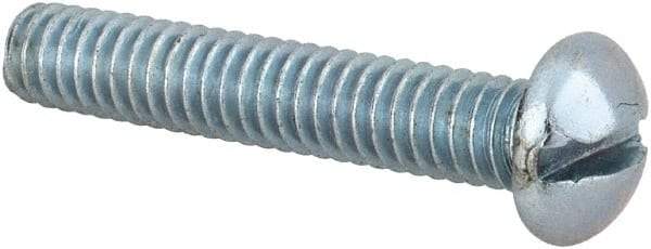 Value Collection - #12-24 UNC, 1-1/4" Length Under Head Slotted Drive Machine Screw - Round Head, Alloy Steel, Zinc-Plated Finish, Without Washer - Eagle Tool & Supply
