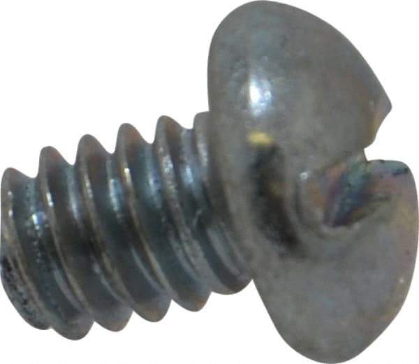 Value Collection - 1/4-20 UNC, 5/16" Length Under Head Slotted Drive Machine Screw - Round Head, Alloy Steel, Zinc-Plated Finish, Without Washer - Eagle Tool & Supply