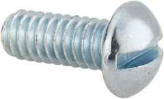 Value Collection - 1/4-20 UNC, 5/8" Length Under Head Slotted Drive Machine Screw - Round Head, Alloy Steel, Zinc-Plated Finish, Without Washer - Eagle Tool & Supply