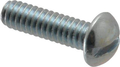 Value Collection - 1/4-20 UNC, 7/8" Length Under Head Slotted Drive Machine Screw - Round Head, Alloy Steel, Zinc-Plated Finish, Without Washer - Eagle Tool & Supply
