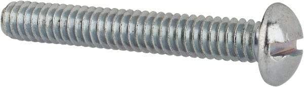 Value Collection - 1/4-20 UNC, 1-3/4" Length Under Head Slotted Drive Machine Screw - Round Head, Alloy Steel, Zinc-Plated Finish, Without Washer - Eagle Tool & Supply