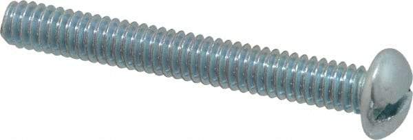 Value Collection - 1/4-20 UNC, 2" Length Under Head Slotted Drive Machine Screw - Round Head, Alloy Steel, Zinc-Plated Finish, Without Washer - Eagle Tool & Supply