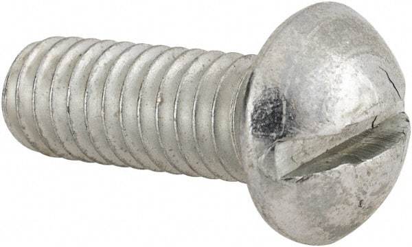 Value Collection - 5/16-18 UNC, 7/8" Length Under Head Slotted Drive Machine Screw - Round Head, Alloy Steel, Zinc-Plated Finish, Without Washer - Eagle Tool & Supply