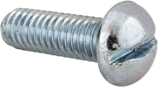 Value Collection - 5/16-18 UNC, 1" Length Under Head Slotted Drive Machine Screw - Round Head, Alloy Steel, Zinc-Plated Finish, Without Washer - Eagle Tool & Supply