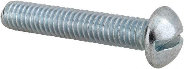 Value Collection - 5/16-18 UNC, 1-3/4" Length Under Head Slotted Drive Machine Screw - Round Head, Alloy Steel, Zinc-Plated Finish, Without Washer - Eagle Tool & Supply