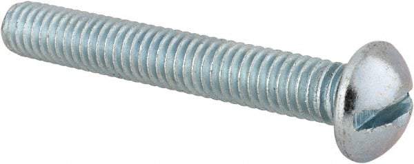 Value Collection - 5/16-18 UNC, 2-1/4" Length Under Head Slotted Drive Machine Screw - Round Head, Alloy Steel, Zinc-Plated Finish, Without Washer - Eagle Tool & Supply