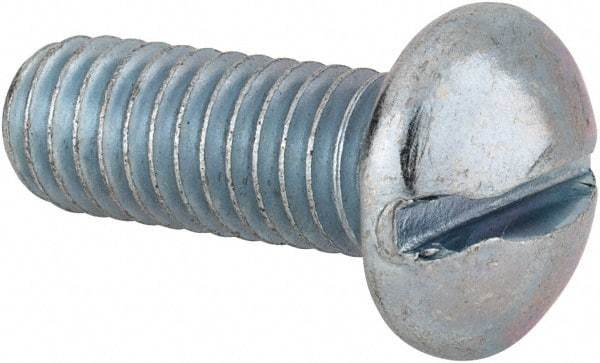 Value Collection - 3/8-16 UNC, 1" Length Under Head Slotted Drive Machine Screw - Round Head, Alloy Steel, Zinc-Plated Finish, Without Washer - Eagle Tool & Supply