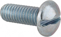 Value Collection - 3/8-16 UNC, 1" Length Under Head Slotted Drive Machine Screw - Round Head, Alloy Steel, Zinc-Plated Finish, Without Washer - Eagle Tool & Supply
