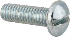 Value Collection - 3/8-16 UNC, 1-1/4" Length Under Head Slotted Drive Machine Screw - Round Head, Alloy Steel, Zinc-Plated Finish, Without Washer - Eagle Tool & Supply