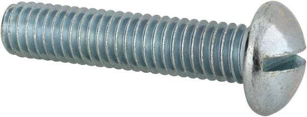 Value Collection - 3/8-16 UNC, 1-3/4" Length Under Head Slotted Drive Machine Screw - Round Head, Alloy Steel, Zinc-Plated Finish, Without Washer - Eagle Tool & Supply