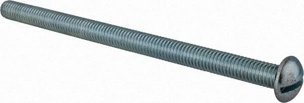 Value Collection - 3/8-16 UNC, 6" Length Under Head Slotted Drive Machine Screw - Round Head, Alloy Steel, Zinc-Plated Finish, Without Washer - Eagle Tool & Supply