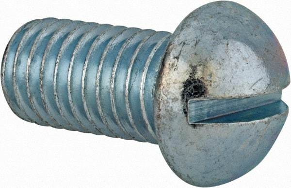 Value Collection - 1/2-13 UNC, 1" Length Under Head Slotted Drive Machine Screw - Round Head, Alloy Steel, Zinc-Plated Finish, Without Washer - Eagle Tool & Supply