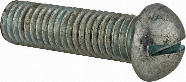 Value Collection - 1/2-13 UNC, 1-3/4" Length Under Head Slotted Drive Machine Screw - Round Head, Grade J82 Steel, Zinc-Plated Finish, Without Washer - Eagle Tool & Supply
