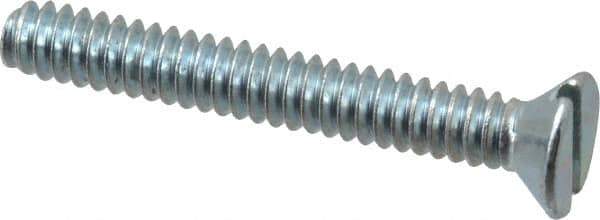 Value Collection - #6-32 UNC, 1" OAL Slotted Drive Machine Screw - Flat Head, Grade 2 Steel, Zinc-Plated Finish, Without Washer - Eagle Tool & Supply