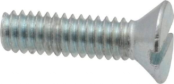 Value Collection - #8-32 UNC, 5/8" OAL Slotted Drive Machine Screw - Flat Head, Grade 2 Steel, Zinc-Plated Finish, Without Washer - Eagle Tool & Supply