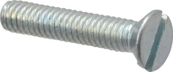 Value Collection - #8-32 UNC, 7/8" OAL Slotted Drive Machine Screw - Flat Head, Grade 2 Steel, Zinc-Plated Finish, Without Washer - Eagle Tool & Supply