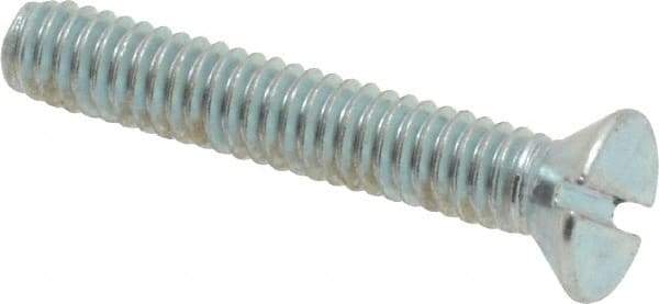 Value Collection - #8-32 UNC, 1" OAL Slotted Drive Machine Screw - Flat Head, Grade 2 Steel, Zinc-Plated Finish, Without Washer - Eagle Tool & Supply
