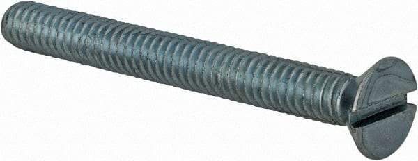 Value Collection - #8-32 UNC, 1-1/2" OAL Slotted Drive Machine Screw - Flat Head, Grade 2 Steel, Zinc-Plated Finish, Without Washer - Eagle Tool & Supply
