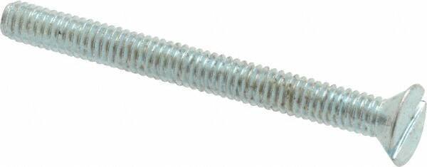 Value Collection - #8-32 UNC, 1-3/4" OAL Slotted Drive Machine Screw - Flat Head, Grade 2 Steel, Zinc-Plated Finish, Without Washer - Eagle Tool & Supply