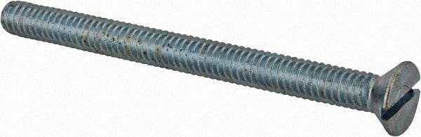 Value Collection - #8-32 UNC, 2" OAL Slotted Drive Machine Screw - Flat Head, Grade 2 Steel, Zinc-Plated Finish, Without Washer - Eagle Tool & Supply