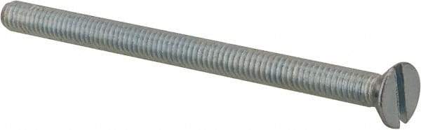 Value Collection - #8-32 UNC, 2-1/2" OAL Slotted Drive Machine Screw - Flat Head, Grade 2 Steel, Zinc-Plated Finish, Without Washer - Eagle Tool & Supply