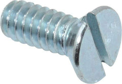 Value Collection - #10-24 UNC, 1/2" OAL Slotted Drive Machine Screw - Flat Head, Grade 2 Steel, Zinc-Plated Finish, Without Washer - Eagle Tool & Supply