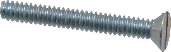 Value Collection - #10-24 UNC, 1-1/2" OAL Slotted Drive Machine Screw - Flat Head, Grade 2 Steel, Zinc-Plated Finish, Without Washer - Eagle Tool & Supply