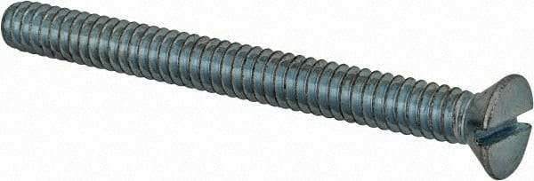 Value Collection - #10-24 UNC, 2" OAL Slotted Drive Machine Screw - Flat Head, Grade 2 Steel, Zinc-Plated Finish, Without Washer - Eagle Tool & Supply