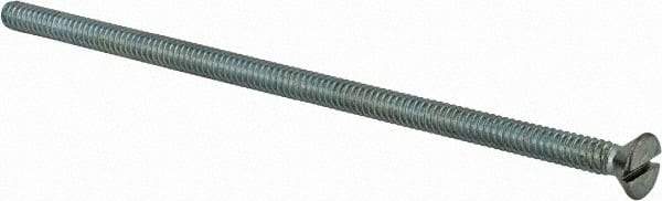 Value Collection - #10-24 UNC, 4-1/2" OAL Slotted Drive Machine Screw - Flat Head, Grade 2 Steel, Zinc-Plated Finish, Without Washer - Eagle Tool & Supply