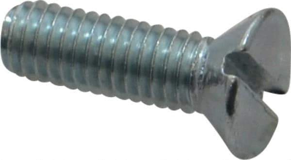 Value Collection - #10-32 UNF, 5/8" OAL Slotted Drive Machine Screw - Flat Head, Grade 2 Steel, Zinc-Plated Finish, Without Washer - Eagle Tool & Supply