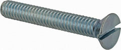 Value Collection - #12-24 UNC, 1-1/2" OAL Slotted Drive Machine Screw - Flat Head, Grade 2 Steel, Zinc-Plated Finish, Without Washer - Eagle Tool & Supply