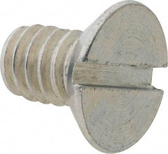 Value Collection - 1/4-20 UNC, 7/16" OAL Slotted Drive Machine Screw - Flat Head, Grade 2 Steel, Zinc-Plated Finish, Without Washer - Eagle Tool & Supply