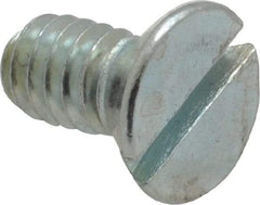 Value Collection - 1/4-20 UNC, 1/2" OAL Slotted Drive Machine Screw - Flat Head, Grade 2 Steel, Zinc-Plated Finish, Without Washer - Eagle Tool & Supply
