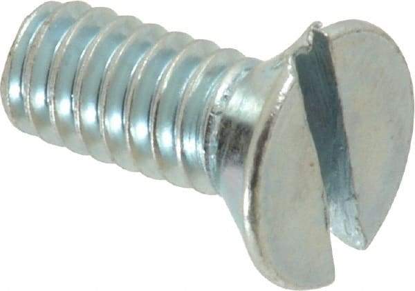 Value Collection - 1/4-20 UNC, 5/8" OAL Slotted Drive Machine Screw - Flat Head, Grade 2 Steel, Zinc-Plated Finish, Without Washer - Eagle Tool & Supply