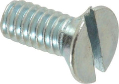 Value Collection - 1/4-20 UNC, 5/8" OAL Slotted Drive Machine Screw - Flat Head, Grade 2 Steel, Zinc-Plated Finish, Without Washer - Eagle Tool & Supply